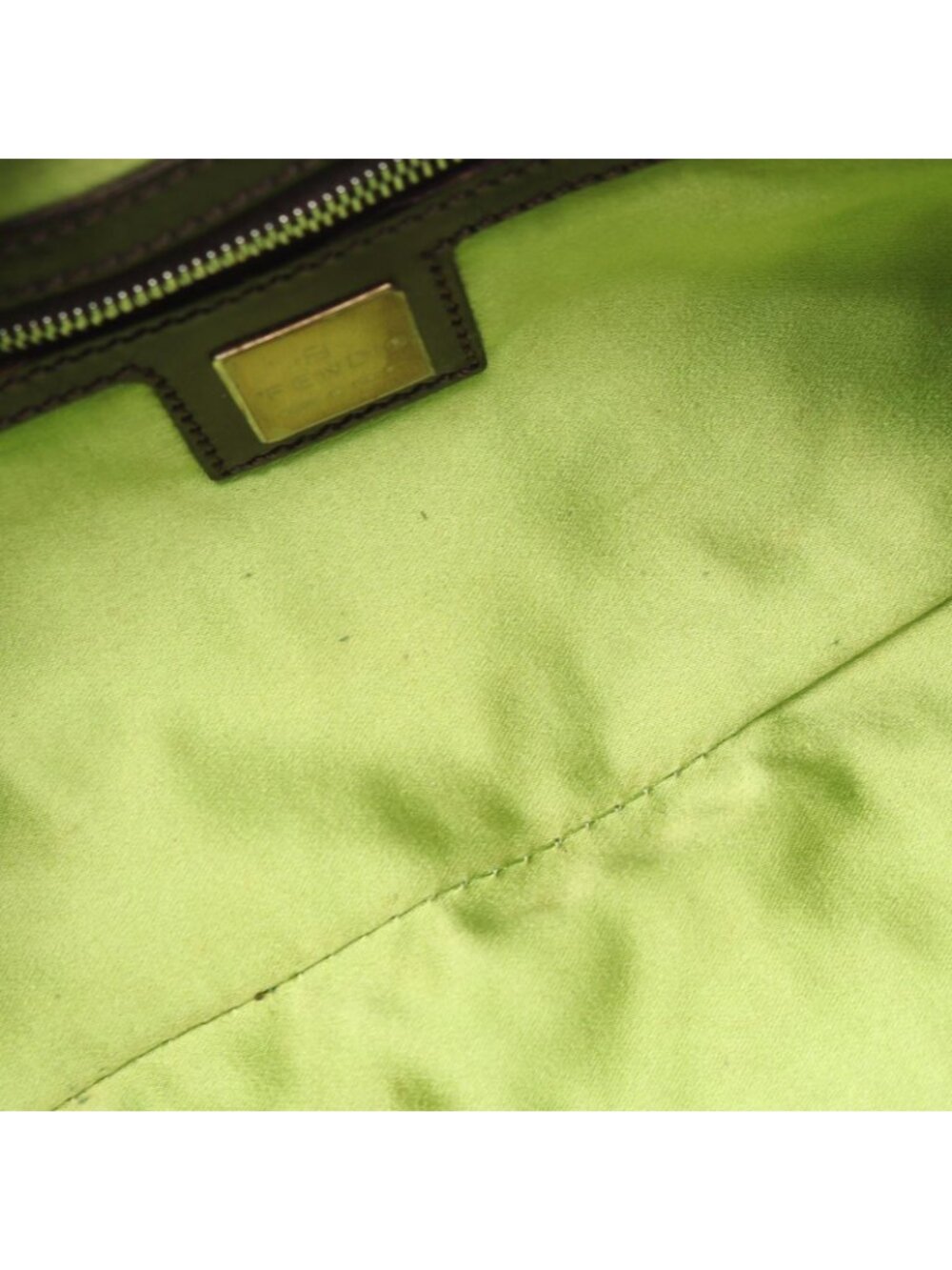 ★SOLD★ Fendi Shoulder Bag Mamma Baguette Green Canvas Leather - Picture 5 of 12